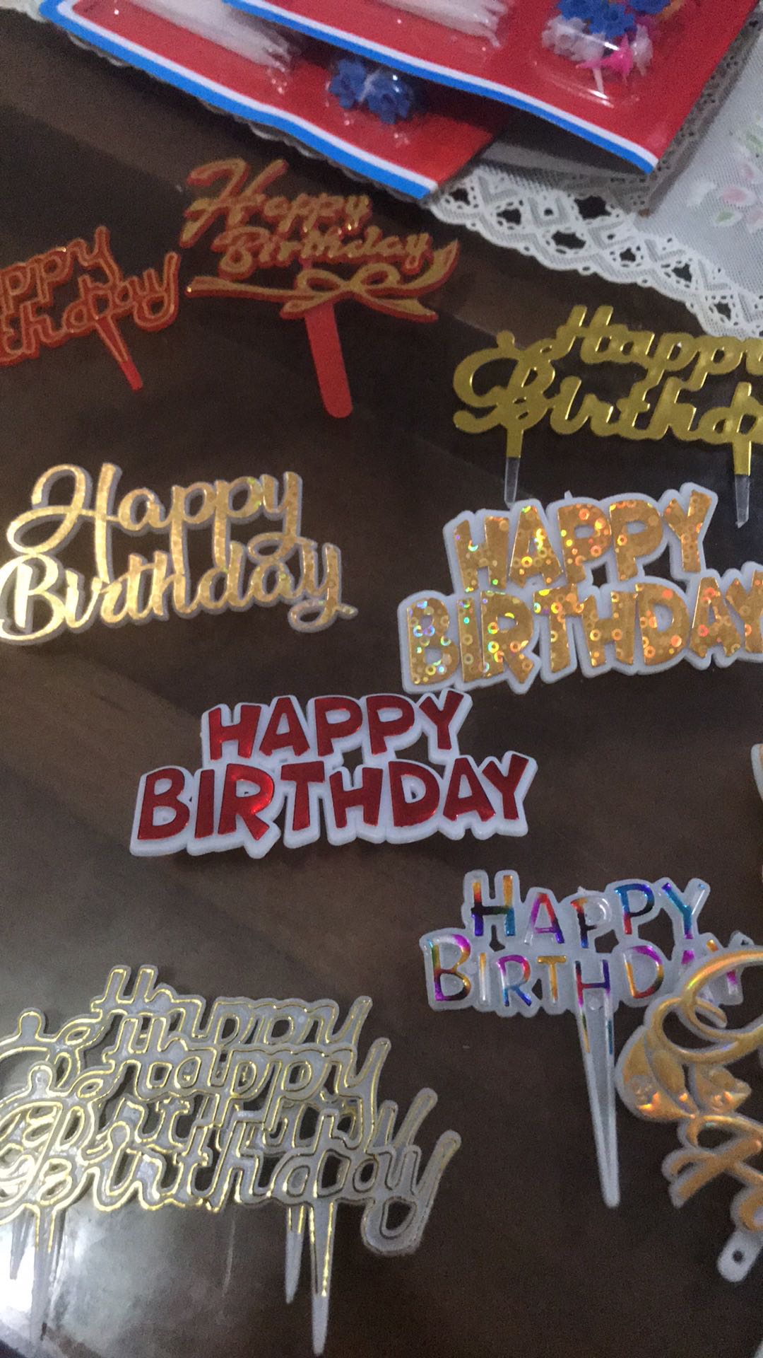 Ti-0101-a Topper Tulisan Tempel Happy Birthday Salad Buah Emas