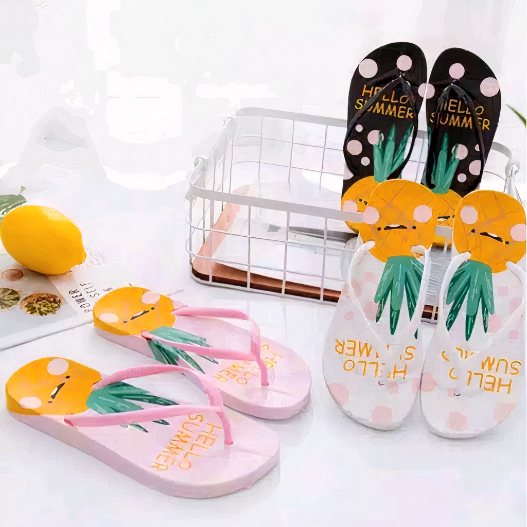 ( BISA COD ) SANDAL JEPIT SENDAL SPON MOTIF NANAS LUCU IMUT BISA GROSIR