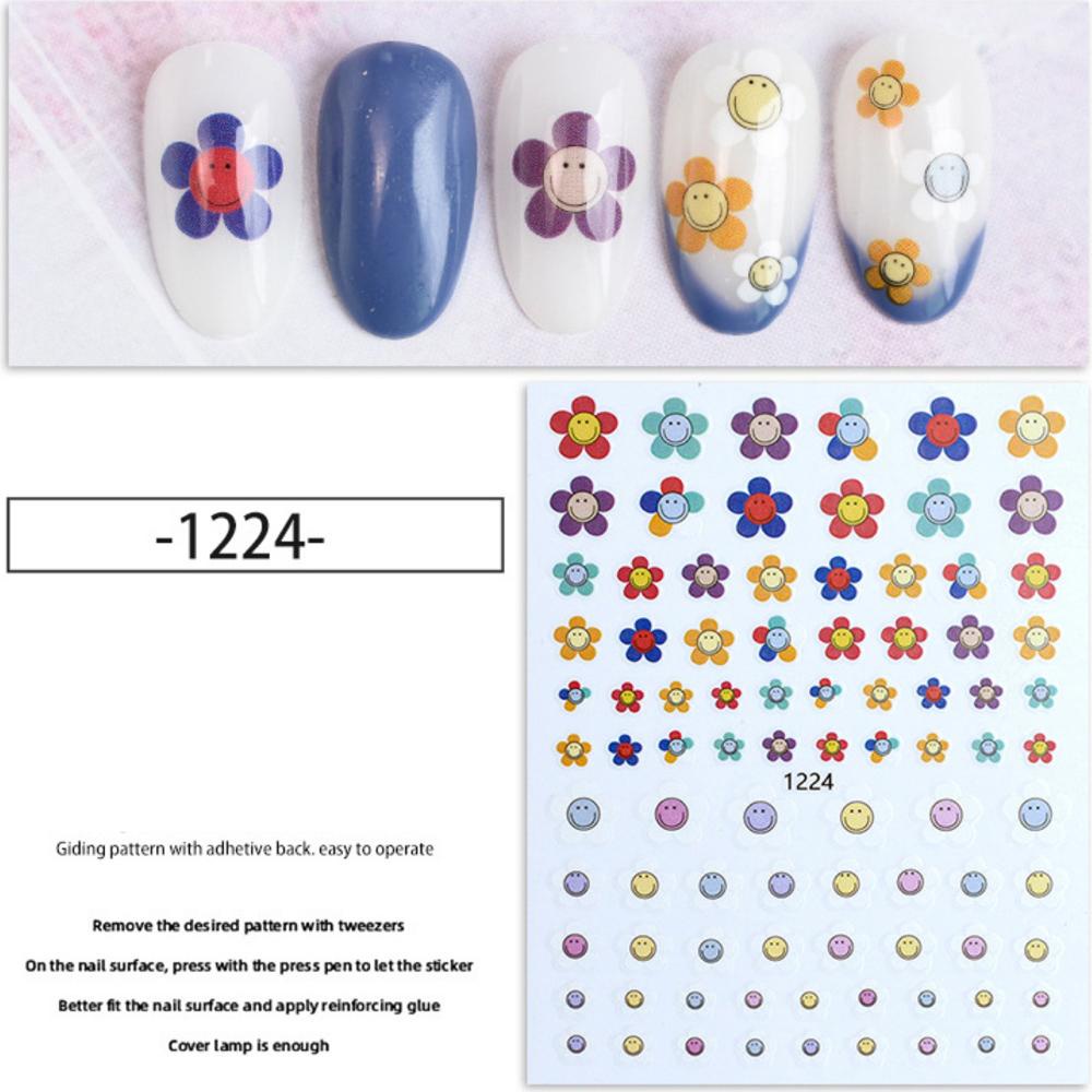 [Elegan] Stiker Kuku Kelinci Lucu Perekat Diri Daisy Kartun Ultra-Tipis DIY Nail Decals