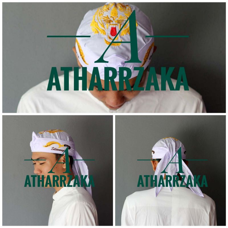 Blangkon Iket Kujang Siliwangi Warna Putih - Iket Full Bordir Kujang