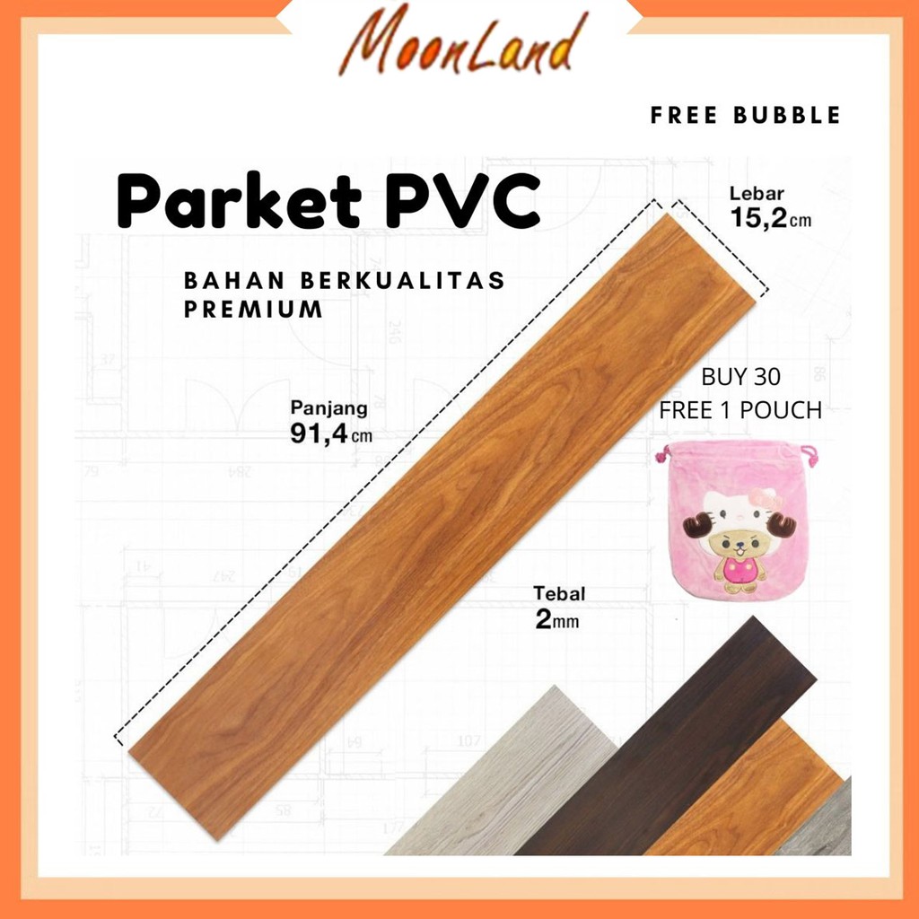 MoonLand 508 WALLPAPER LANTAI VINYL / STICKER LANTAI MOTIF KAYU PREMIUM TEBAL 1MM IMPORT BISA COD