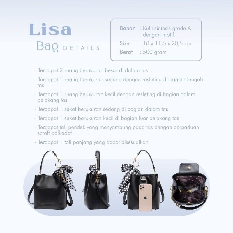 LISA BAG JIMS HONEY ORI TAS SELEMPANG WANITA IMPOR FASHION CEWEK KOREA BUCKET SLING BAG MURAH LUCU