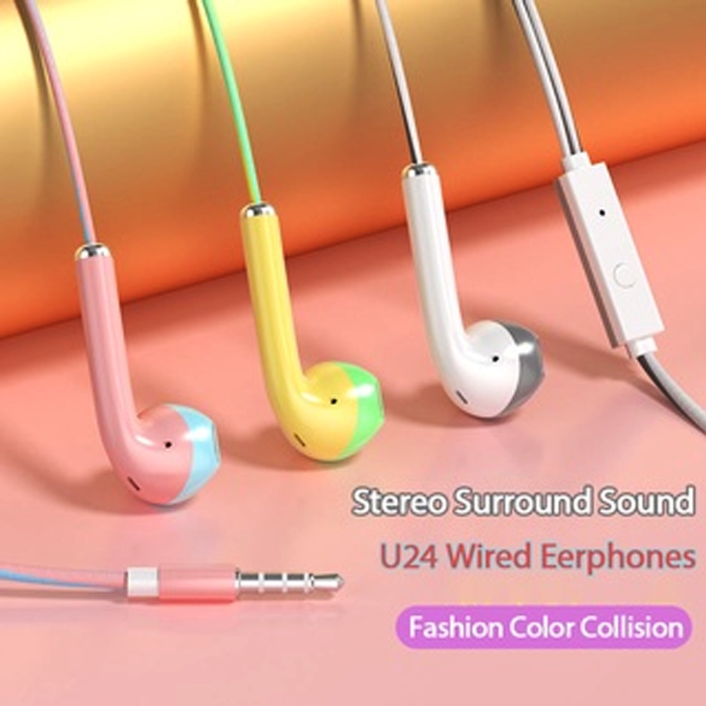 U24 Macaron 2 tone / Earphone / Headset Warna Color Mega Bass Handsfree