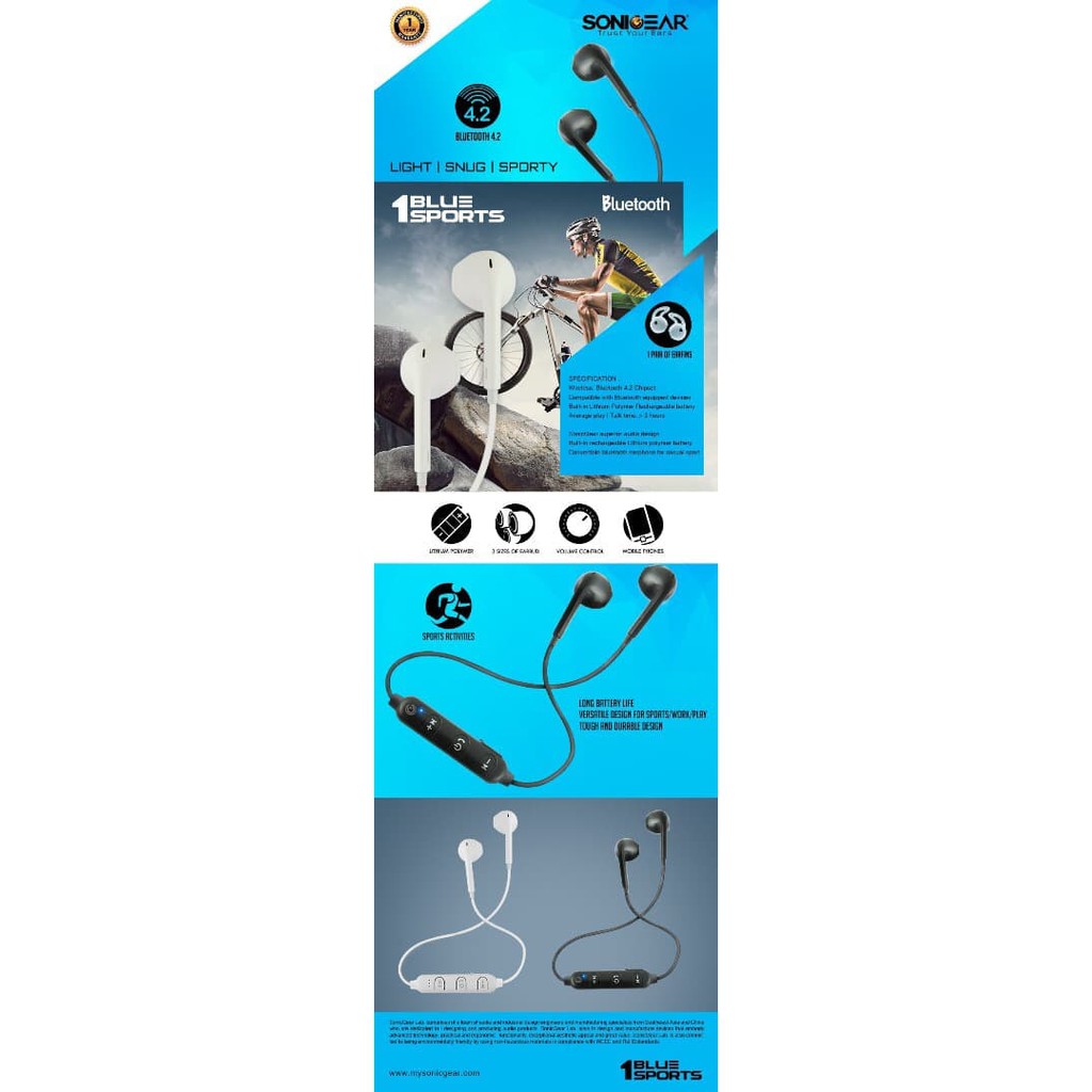 Earphone Bluetooth Sonicgear Bluesport 1