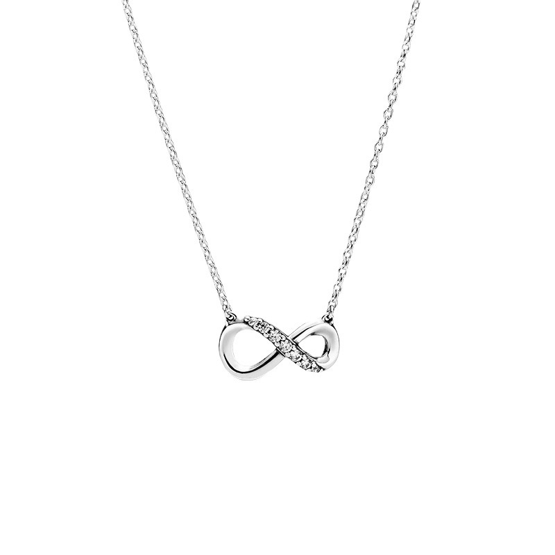 Pandora Kalung 925 Silver Micro-Set Diamond Infinity Love Pendant Untuk Wanita