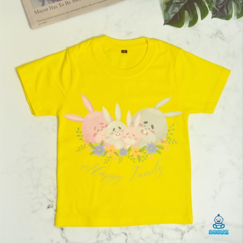 Kaos T-Shirt Baju Anak Laki Laki Perempuan Unisex Family Shirt Model Rabbit Family