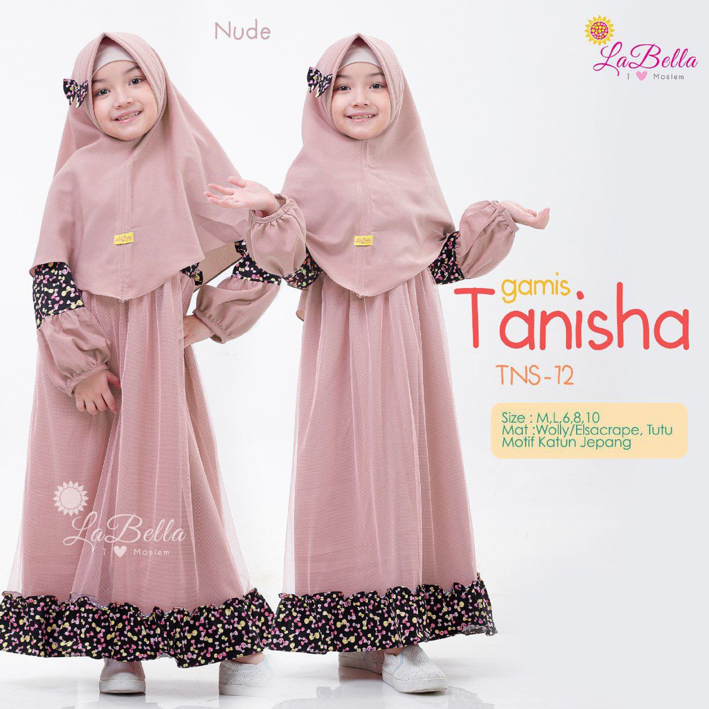 Gamis Anak Lengan Balon 3 10 Tahun Tutu Motif Ribbon Katun Jepang Kuning Labella Tanisha Shopee Indonesia