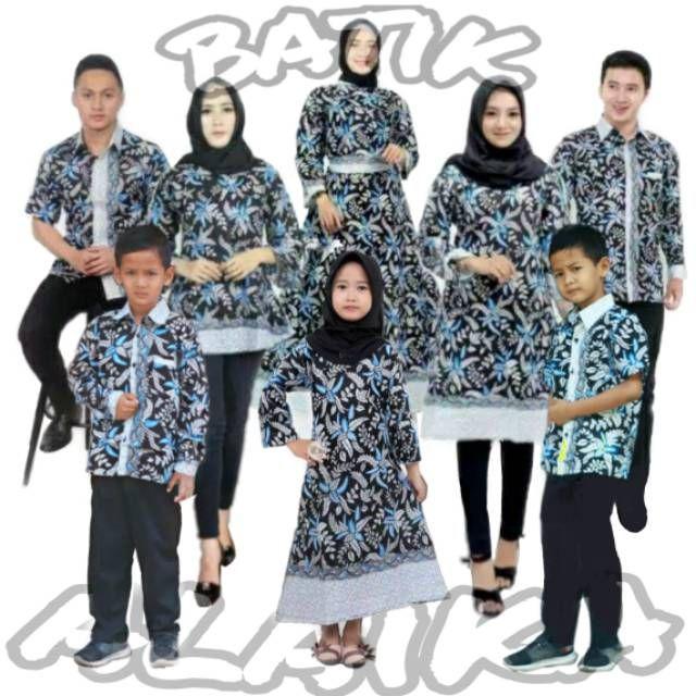 Batik Couple Keluarga Sania Ruffle Ori Ndoro Jowi Dnt Blarak Biru..