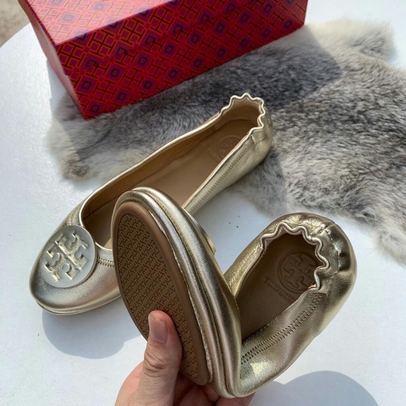 Tory Burch Leather Gold Travel Shoes minnie  STB01-16