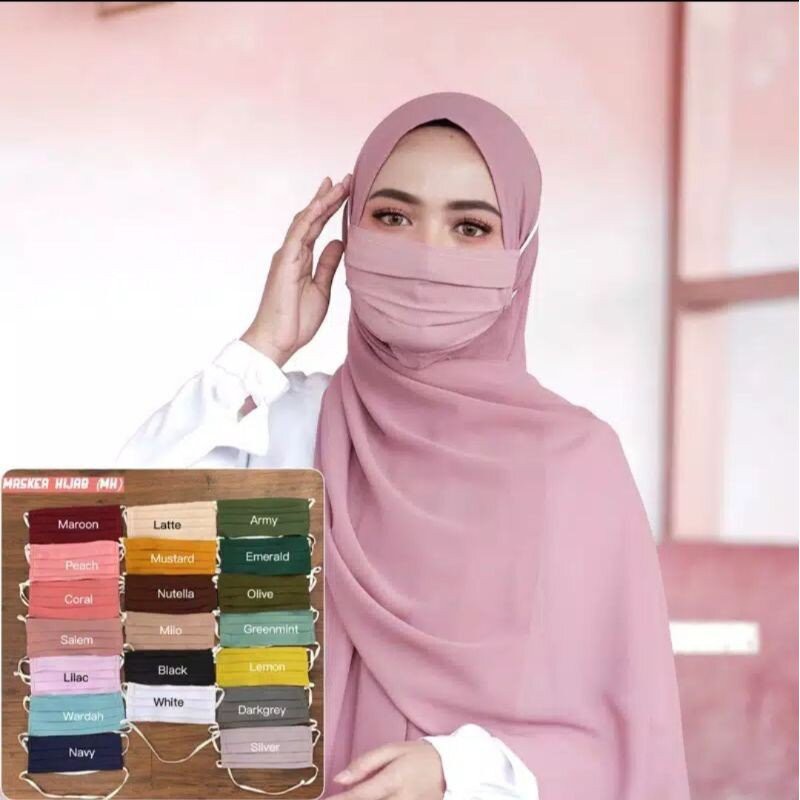 MASKER HIJAB 2 LAPIS HARGA MURAH JAHITAN TANGAN