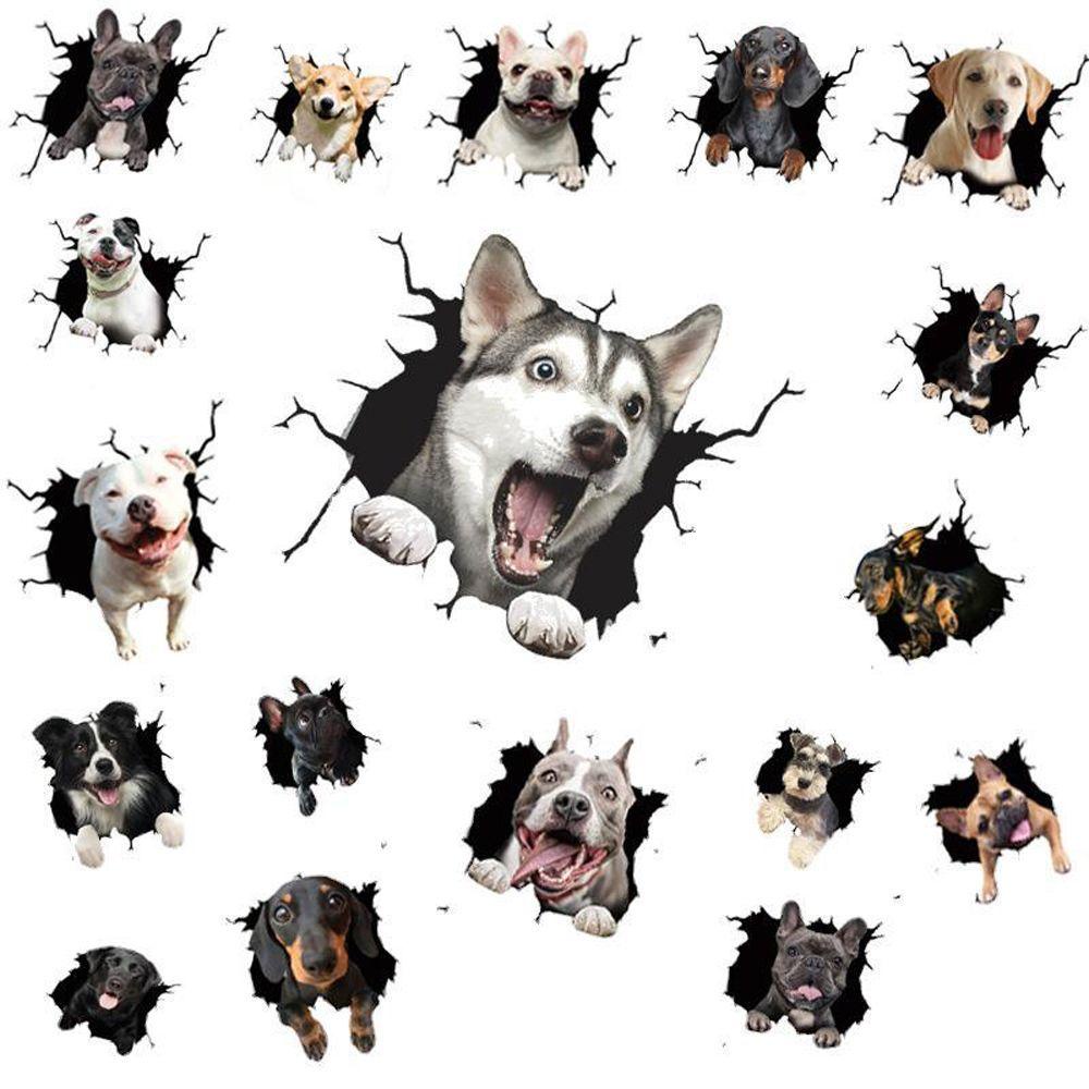 Lanfy Dog Head In The Crack Sticker Universal 1PCS PVC Aksesoris Rumah Aksesoris Mobil Decals Car-Styling Car Sticker Aksesoris Motor Stiker Dinding