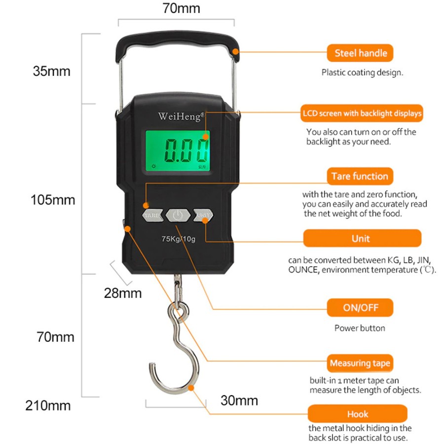 Timbangan WeiHeng wh-A22 Max 75Kg Dengan Meteran Original