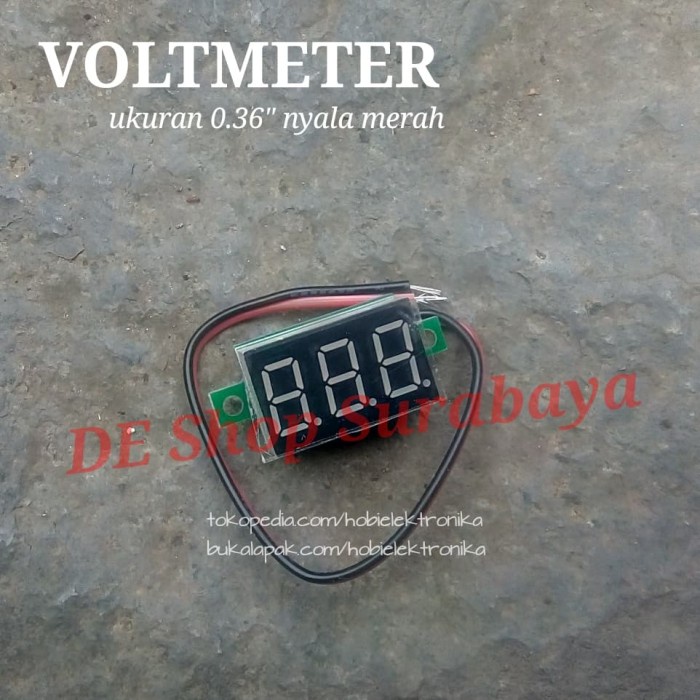Voltmeter Digital 0.36 nyala MERAH mini DC Voltmeter 2 kabel Stok Terbatas