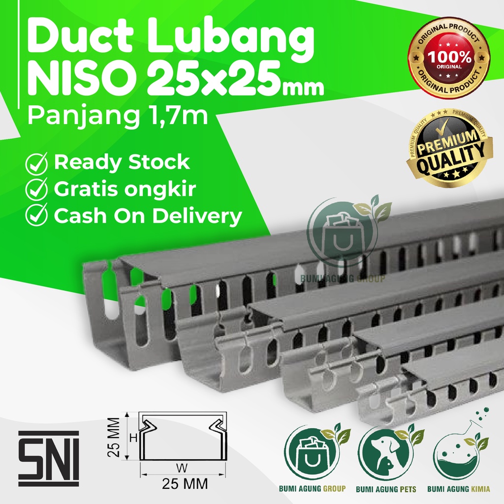 KABEL DUCT LUBANG BOLONG 25x25 DUCTING PROTEKTOR 1,7 M PMD NISO 25 x 25