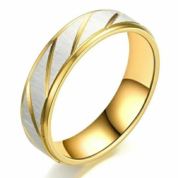 Cincin titanium pasir pria wanita model pasir gold white anti karat