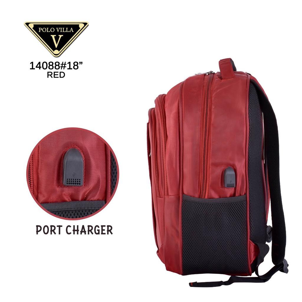 (Toko OB) Tas Murah Sekolah Polo Villa 14088 Tas Backpack Stylish (Free Rain Cover + Kabel Extension USB)