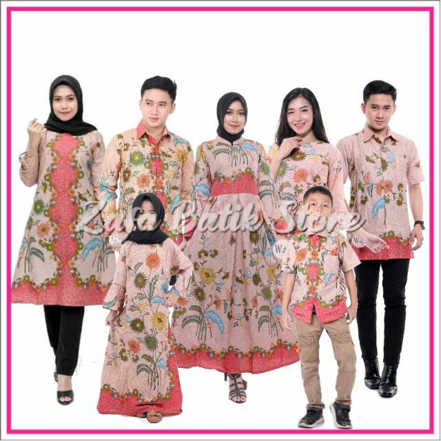 Batik Couple Keluarga Sania Ruffle Ori Ndoro Jowi Dnt Motif Bunga Encim