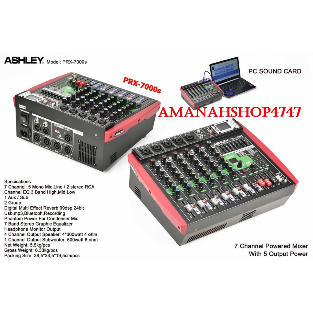 POWER MIXER AUDIO ASHLEY PRX 7000S POWER MIXER PRX7000S  PRX7000 ORIGINAL
