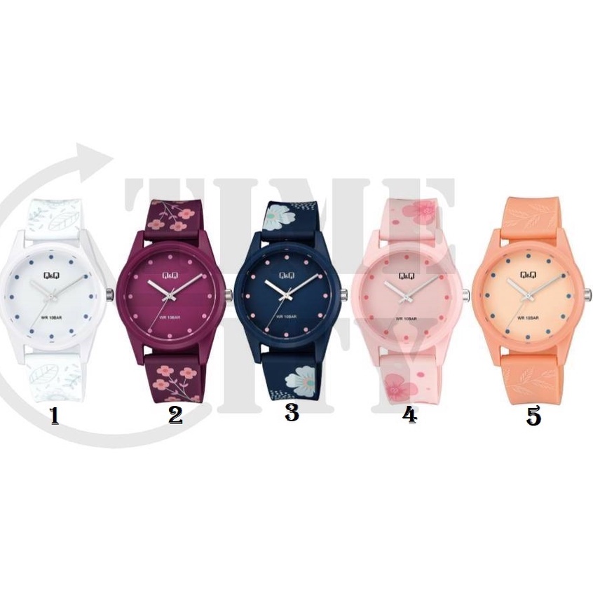 Q&amp;Q QnQ QQ Original Jam Tangan Wanita Motif Lucu Analog Rubber - V08 V08A Tahan Air 10 BAR