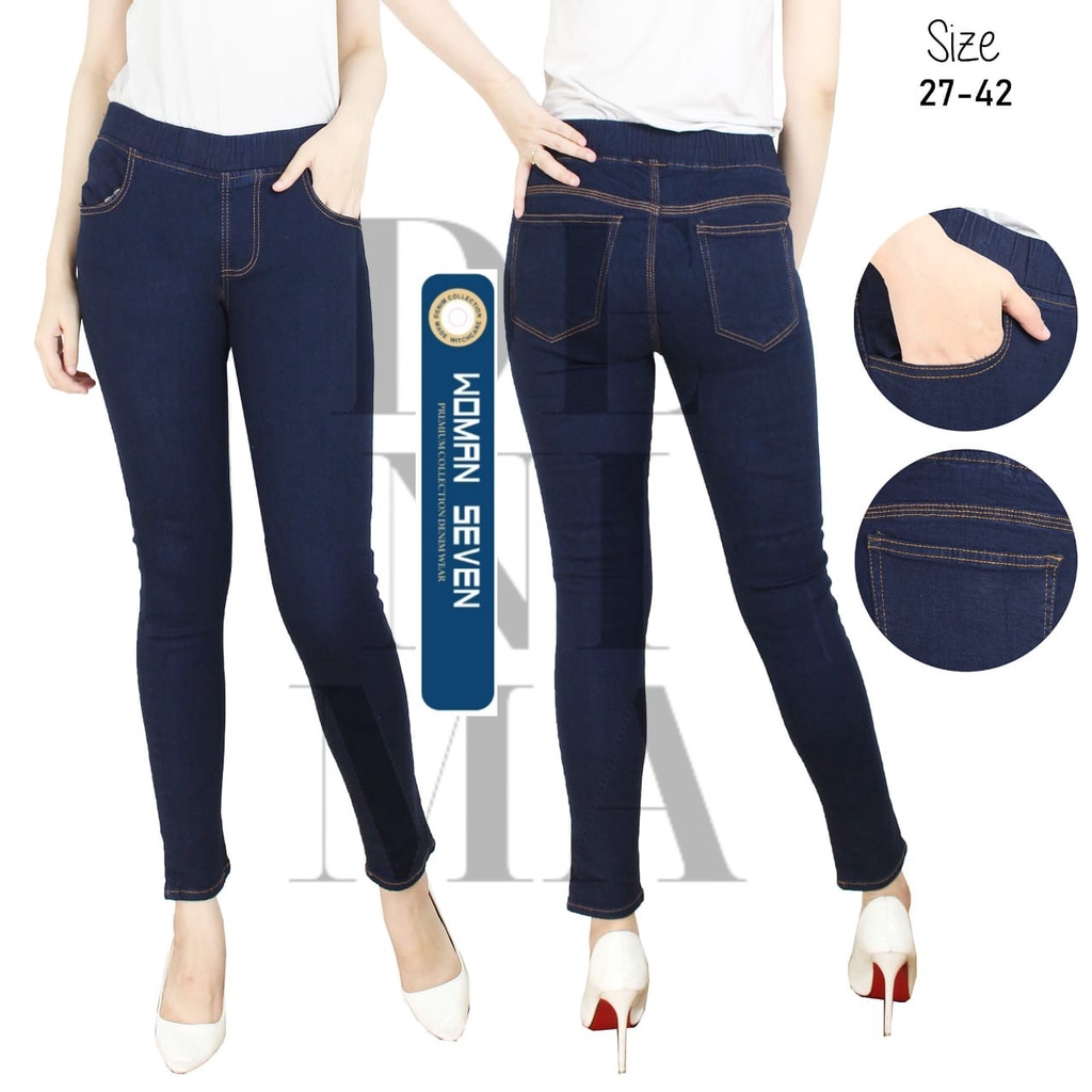 COD Jeans Stretch | Celana Legging Jeans Wanita Pinggang Karet | Celana Jeans Pinggang karet 27-42