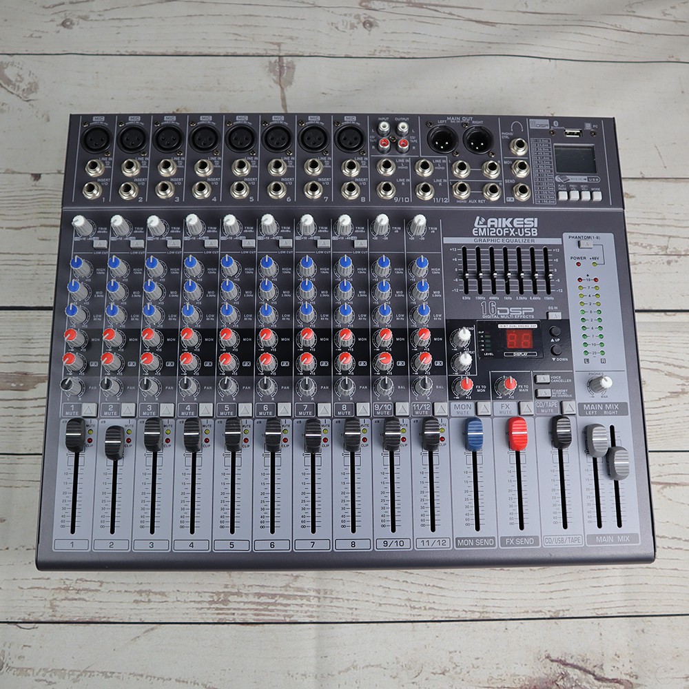 Professional Live Audio Mixer DSP Karaoke DJ 8 Channel - EMI20FX - Black / Mixer Audio Podcast / DJ