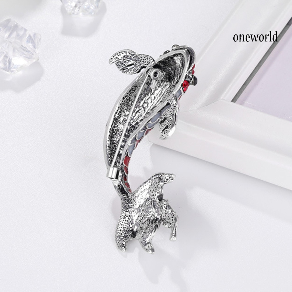 OW@ Luxury Women Goldfish Carp Enamel Rhinestone Badge Brooch Pin Clothes Decor