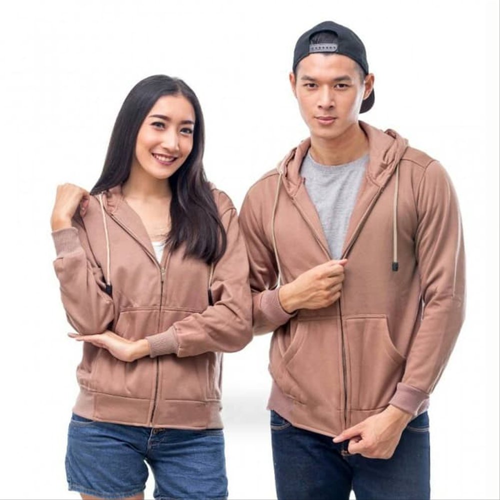 Jaket Couple Pria Wanita Polos Resleting Size L XL XXL - GMK