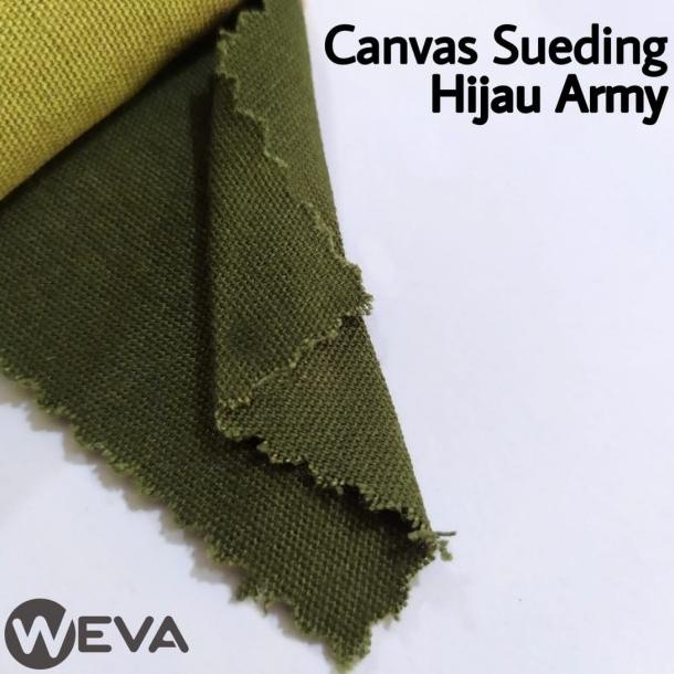 Bahan Kain Canvas Sueding Hijau Army