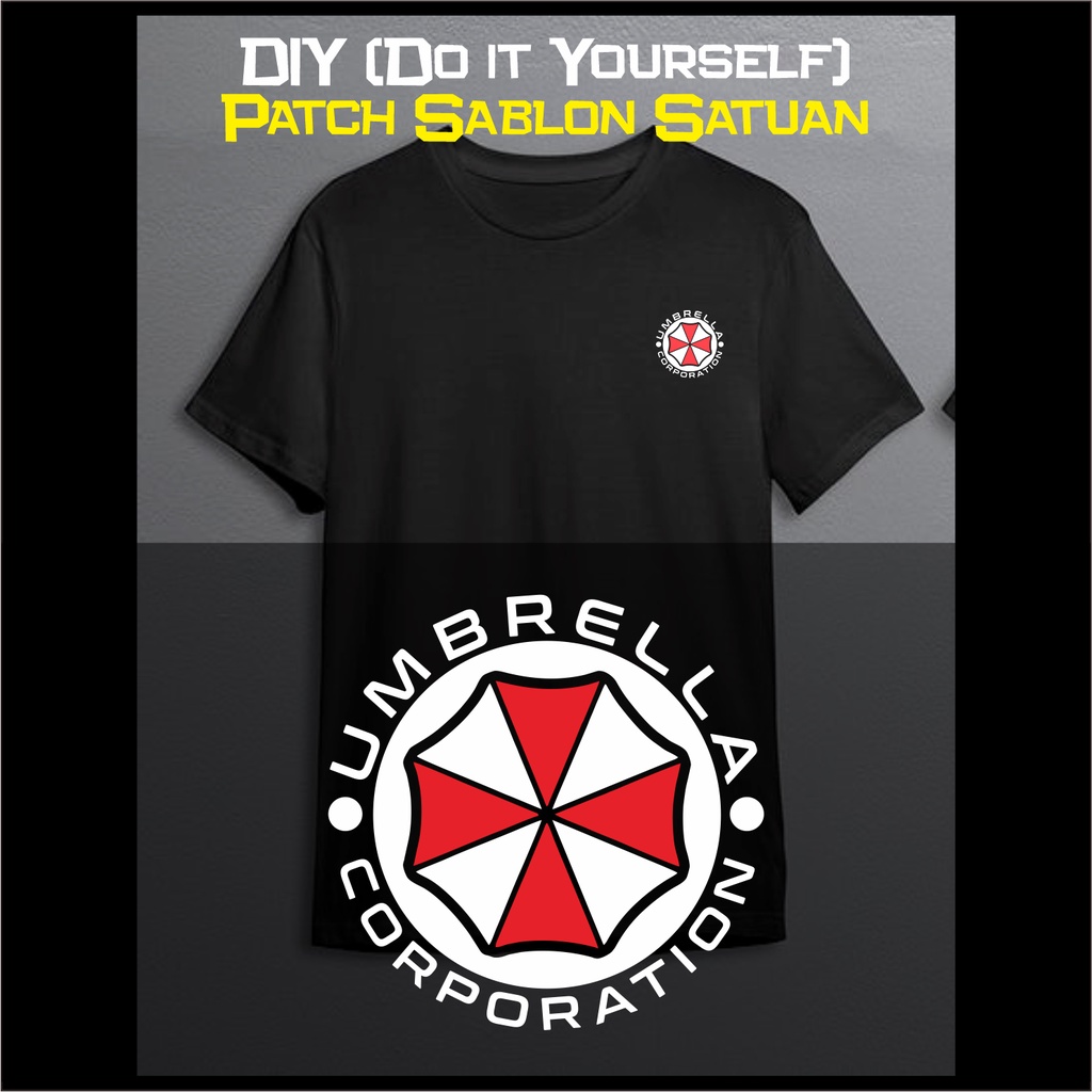 STIKER BAJU UMBRELLA CORP PATCH SABLON SATUAN DIY AKSESORIS FASHION KAOS PRIA