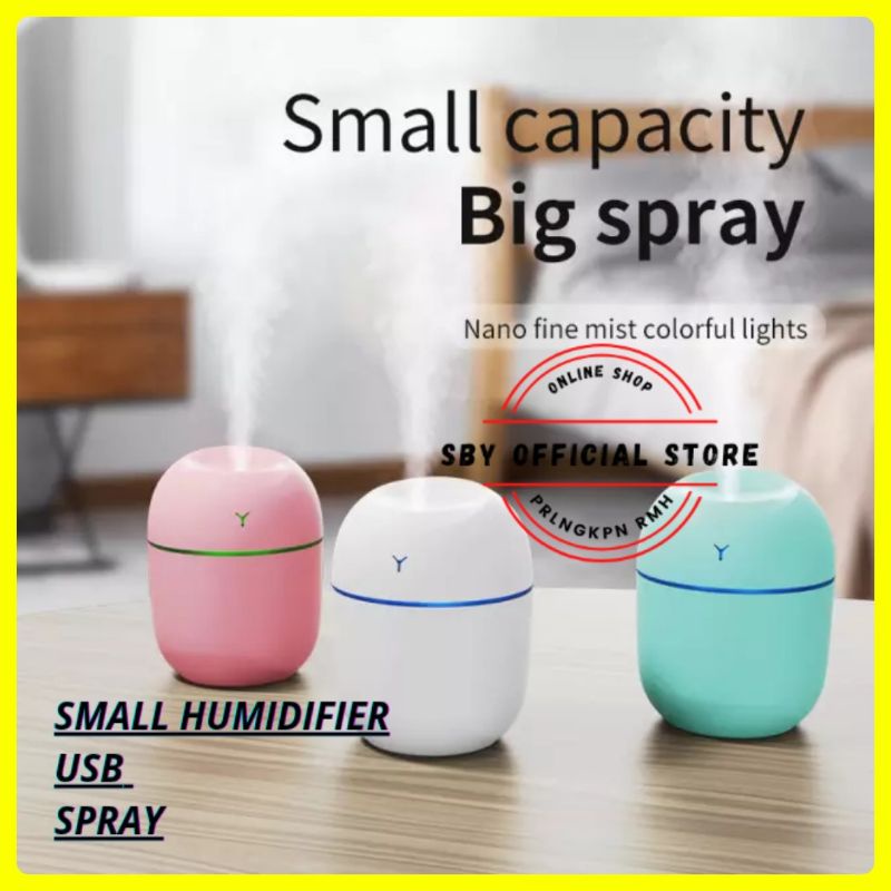 Diffuser Mini Humidifier USB Small Sprayer Air Purifier LED Ruangan Pewangi Oil Burner Aroma Ruang