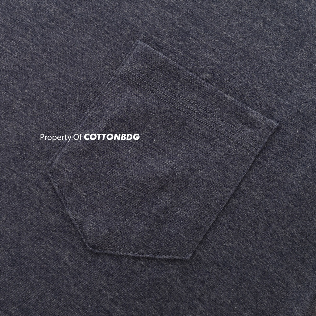 KAOS POLOS SAKU PRIA POCKET TANGAN PENDEK WARNA NAVY MISTY UKURAN S-XL BAHAN TWOTONE 30S ORGINAL