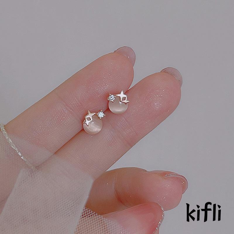 Anting Stud Desain Bintang Opal Bahan S925 Sterling Silver Untuk Wanita