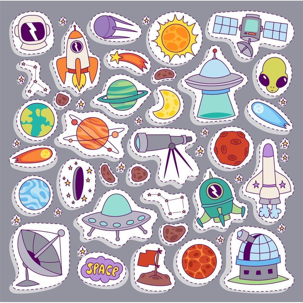 

sticker / sticker astronot dan alien