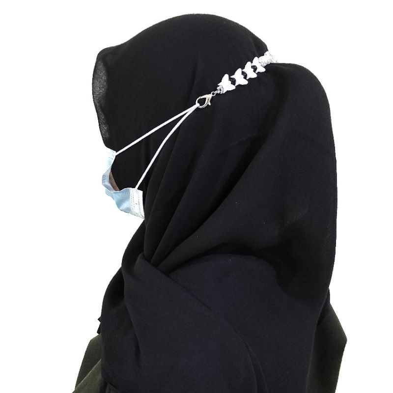 Konektor Masker Hijab Mask Connector Extender Monochrome Butterfly Blink Kupu Series Strap Jilbab