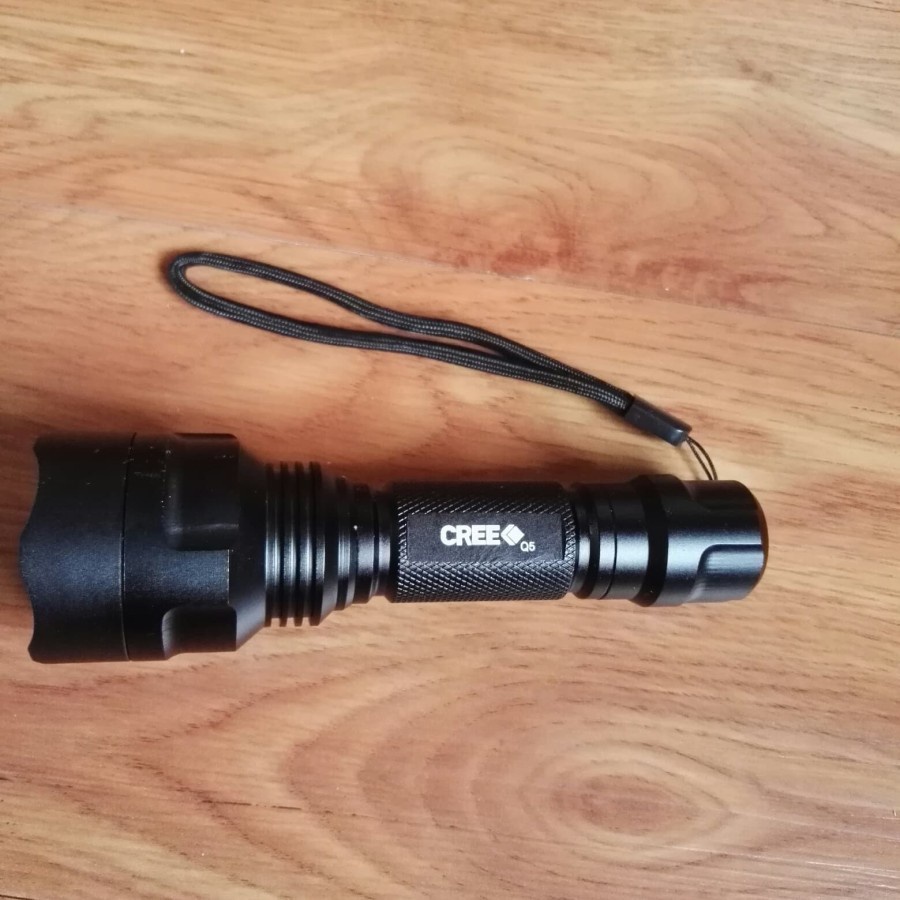Senter Police LED Q5 Swat C8 Cahaya Kuning Baterai Ultrafire Red