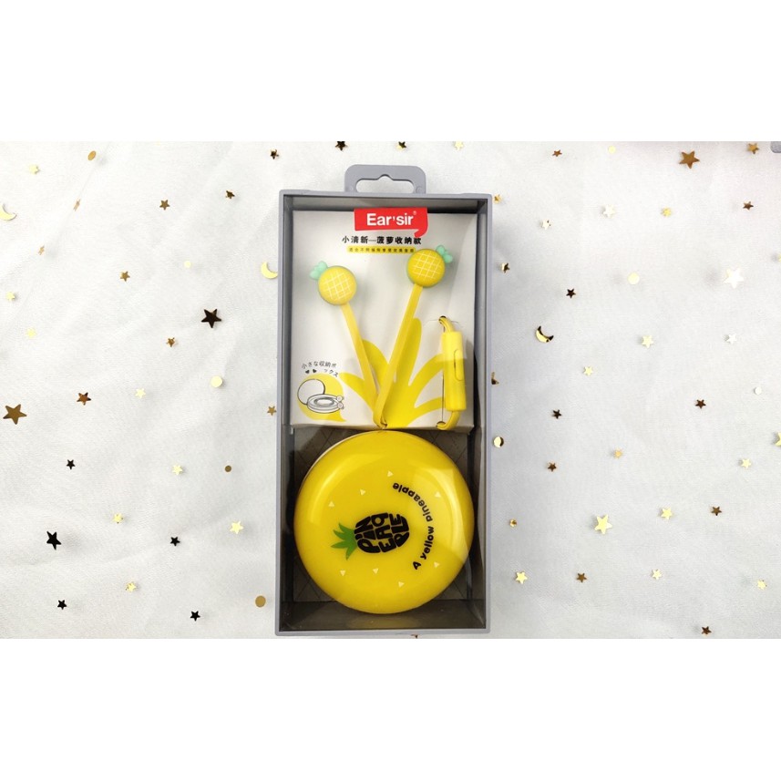 [E-105A] Headset Earphone Motif Gambar Buah NANAS / Wadah Earphone Headset Gambar PINEAPPLE NANAS