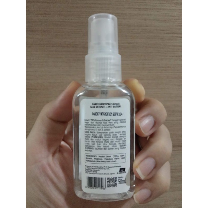 hand sanitizer spray carex 50mp