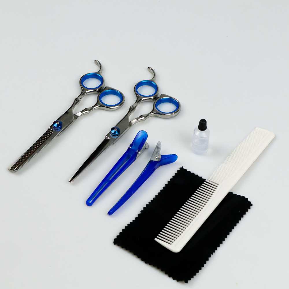 COD Set Gunting Rambut Sasak &amp; Flat Professional BarberShop Hairdressing Scissors Gunting Rambut Salon Profesional Stainless Steel