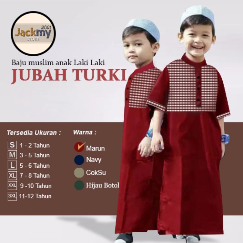 jubah anak laki laki warna marun/gamis anak laki laki warna marun/jubah turki 2021