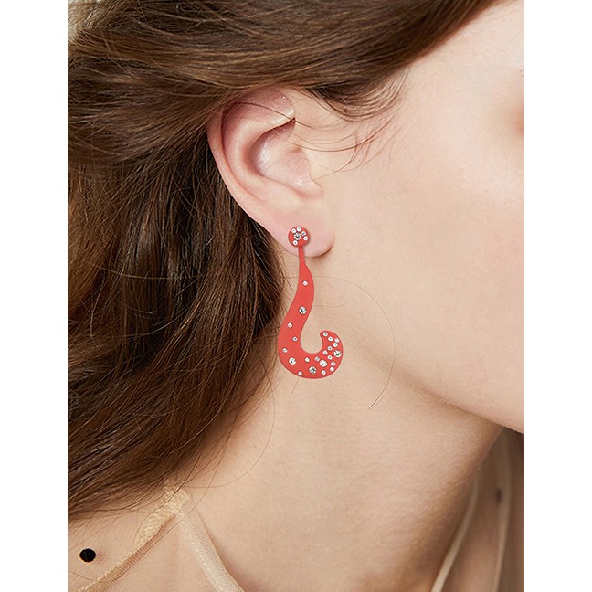 LRC Anting Tusuk Fashion Asymmetric Symbol Diamond Stud Earrings F2976X