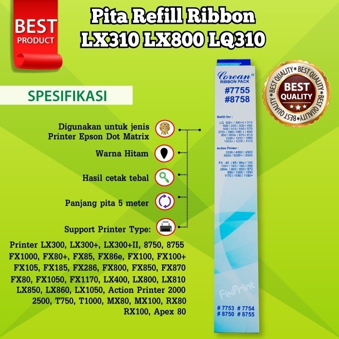Ribbon Pack Pita Refill Printer Epsn LX300 LX300+ LX310 LX800 Pita