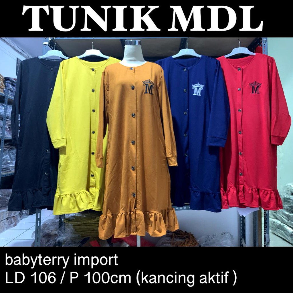 TUNIK MDL BABYTERRY IMPORT KAOS KANCING AKTIF MURAH MUSLIM JUMBO XXL MELAR BUSUI BORDIR POLOS ABG