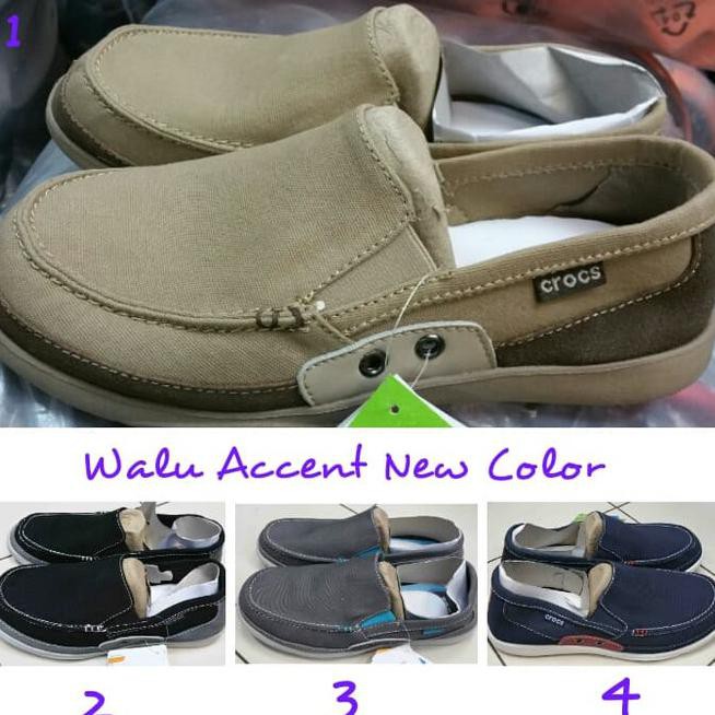 1tir sepatu kasual pria crocs walu accent canvas - hitam model 2 qu9f