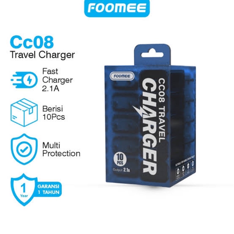 (FOMEE-08) Adaptor Charger/ kepala Charger single Port Usb Fast charge 2.1A Multi Protection