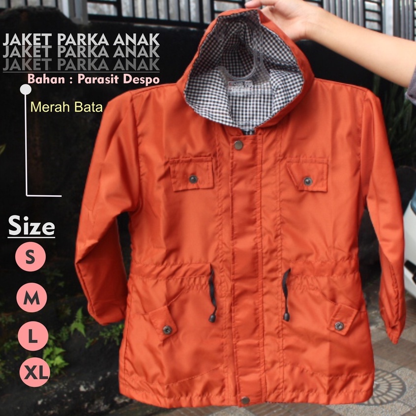 JAKET ANAK PARKA ZIPPER POLOS KEKINIAN TERBARU BAHAN PARASIT ATAU PARASUT DESPO USIA 2TAHUN SAMPAI 12TAHUN LAKI LAKI PEREMPUAN