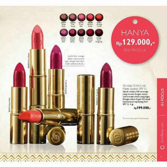 Oriflame giordani gold iconic matte lipstik spf 12