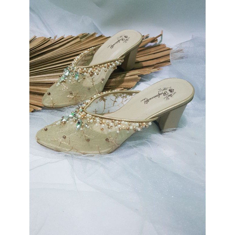 sepatu wedding gold yohana 7cm hak tahu sepatu wedding murah