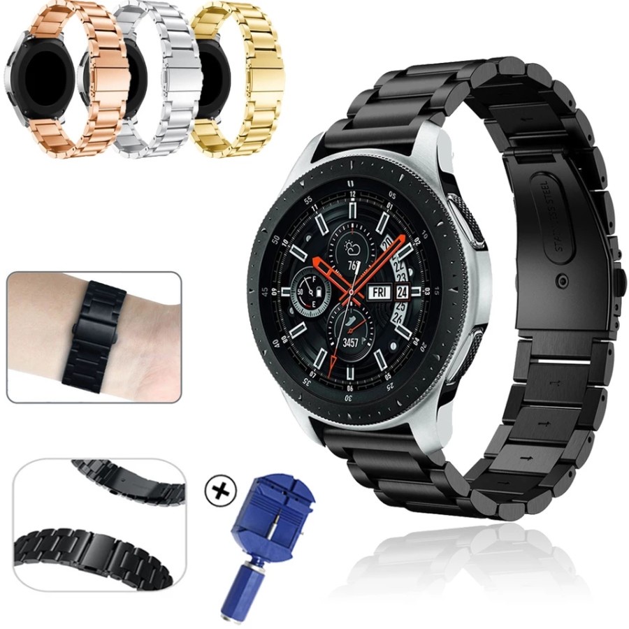 STRAP TALI JAM TANGAN - STAINLESS METAL STYLE 3 BEADS - FOR SAMSUNG GALAXY ACTIVE 2 40MM 44MM WATCH