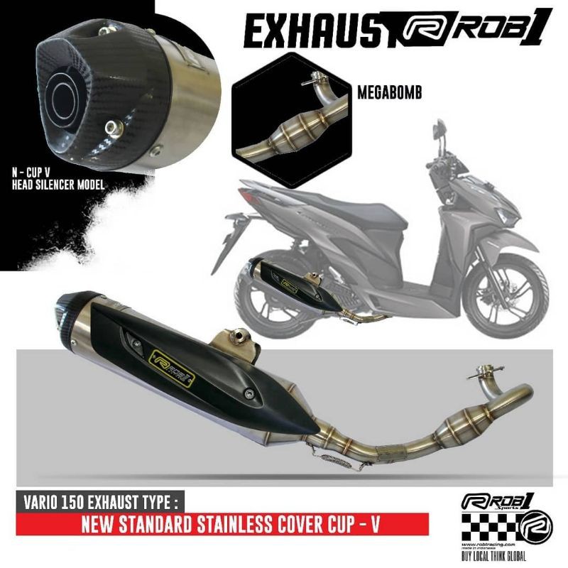 Knalpot Rob1 Vario All new 125/150 Cup V Original Rob1