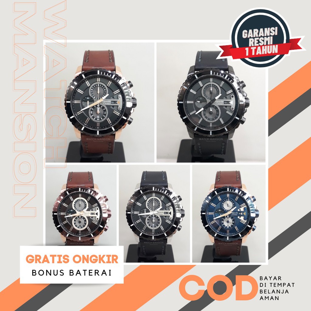 JAM TANGAN PRIA ALEXANDRE CHRISTIE 6527 AC6527 LEATHER STRAP ORIGINAL GARANSI FREE BATERAI